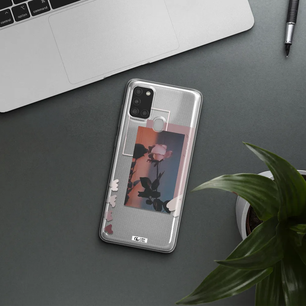 Pink Rose Samsung A21S Clear TPU Case