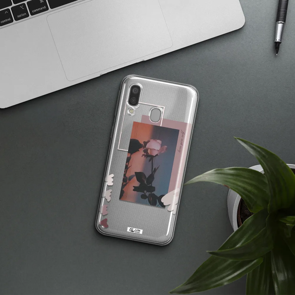 Pink Rose Samsung A40 Clear TPU Case