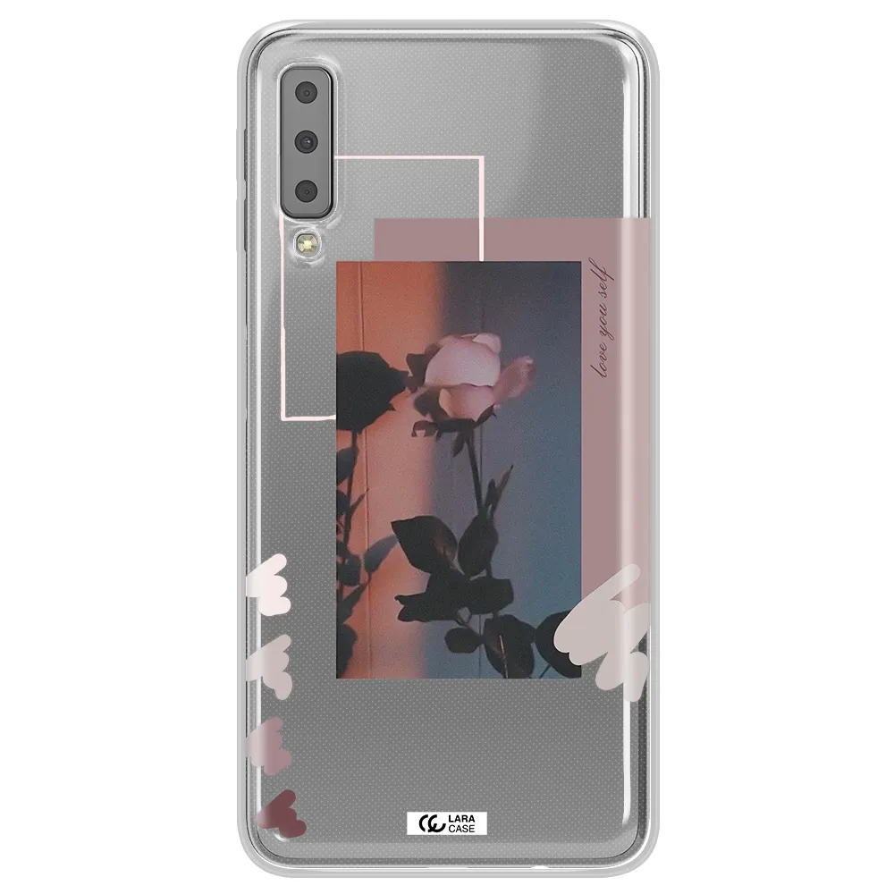 Pink Rose Samsung A7 2018 Clear TPU Case