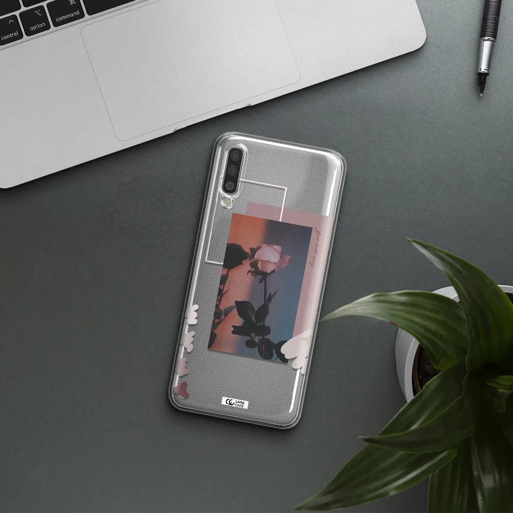 Pink Rose Samsung A70S Clear Tpu Case
