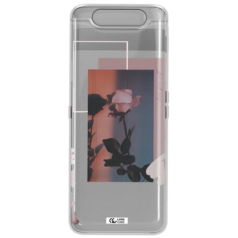 Pink Rose Samsung A80 Clear TPU Case
