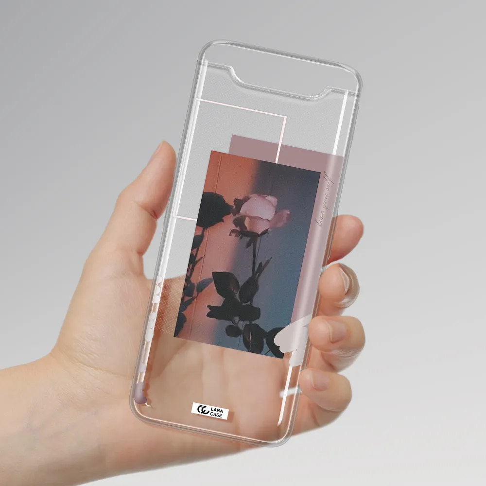 Pink Rose Samsung A80 Clear TPU Case
