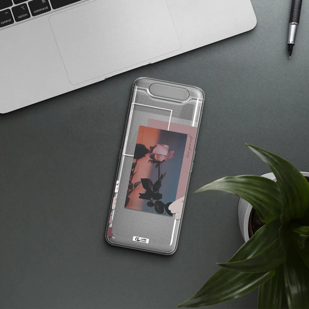 Pink Rose Samsung A80 Clear TPU Case