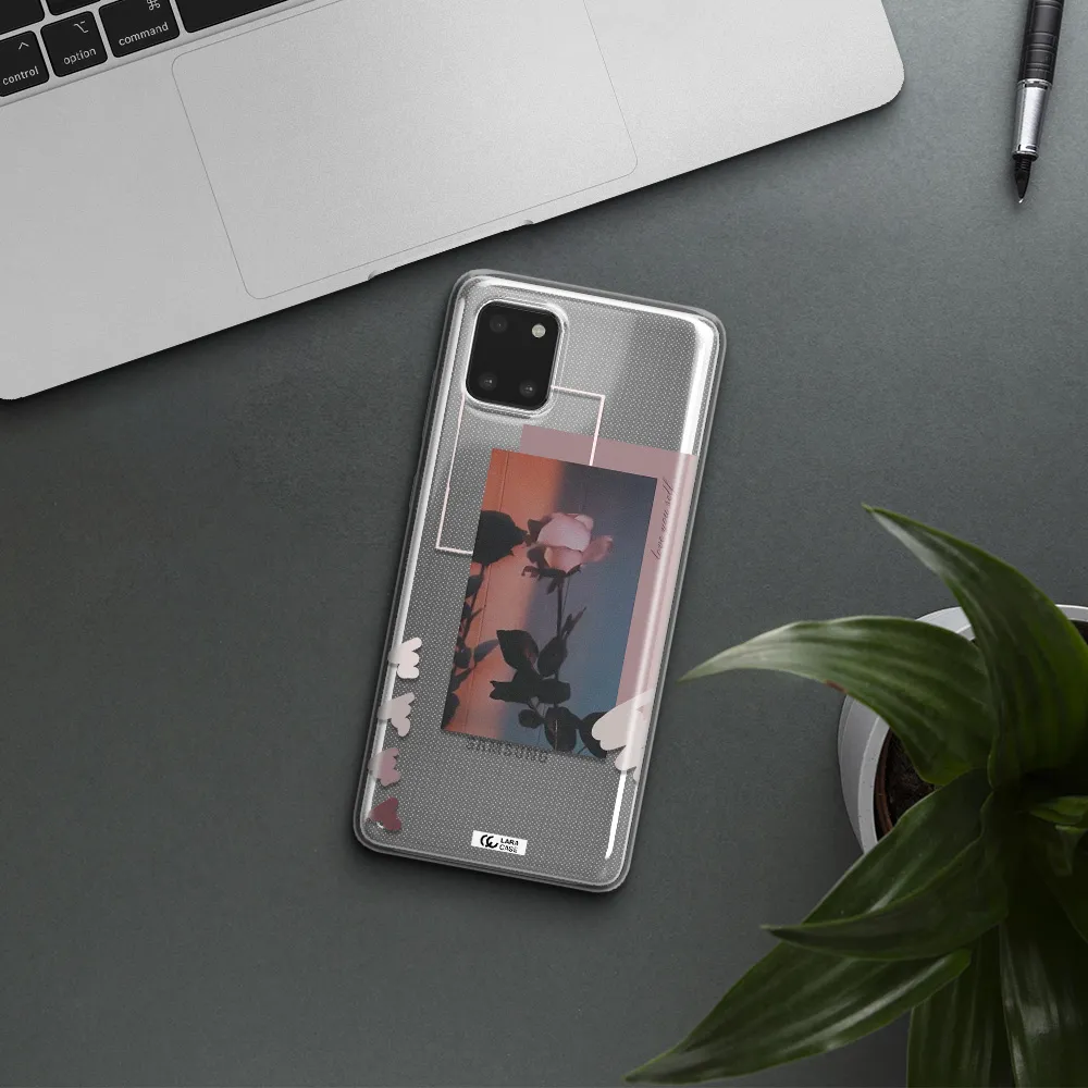 Pink Rose Samsung A81 Clear TPU Case