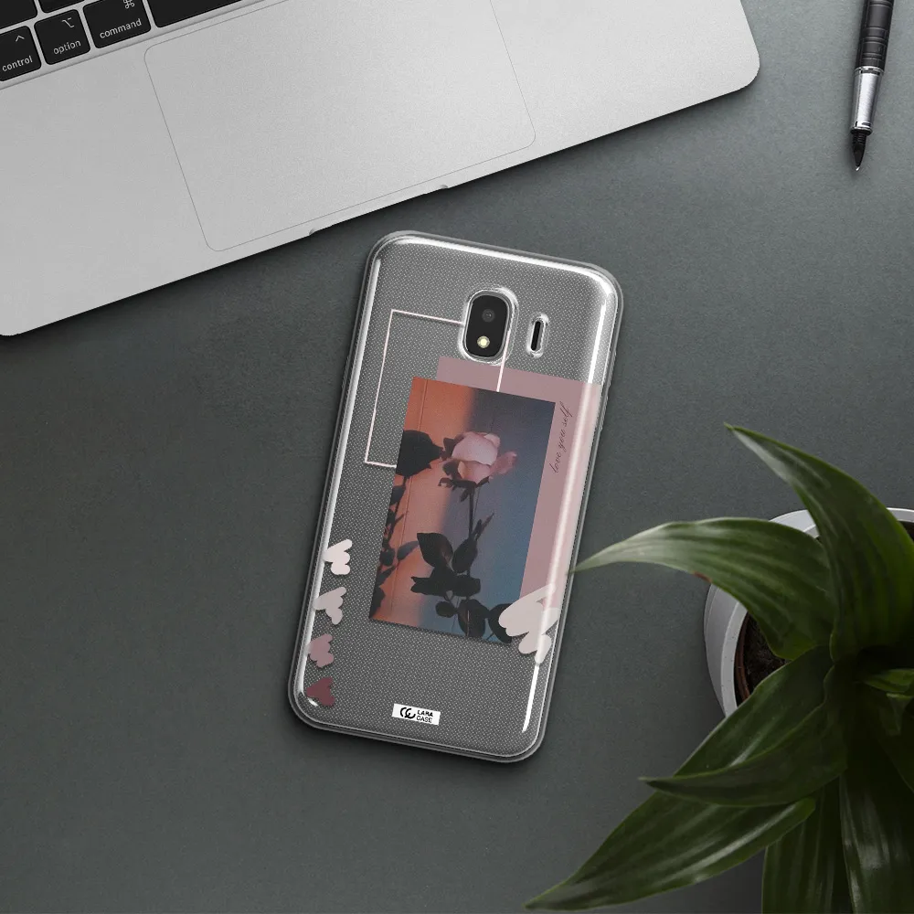 Pink Rose Samsung J4 Clear TPU Case