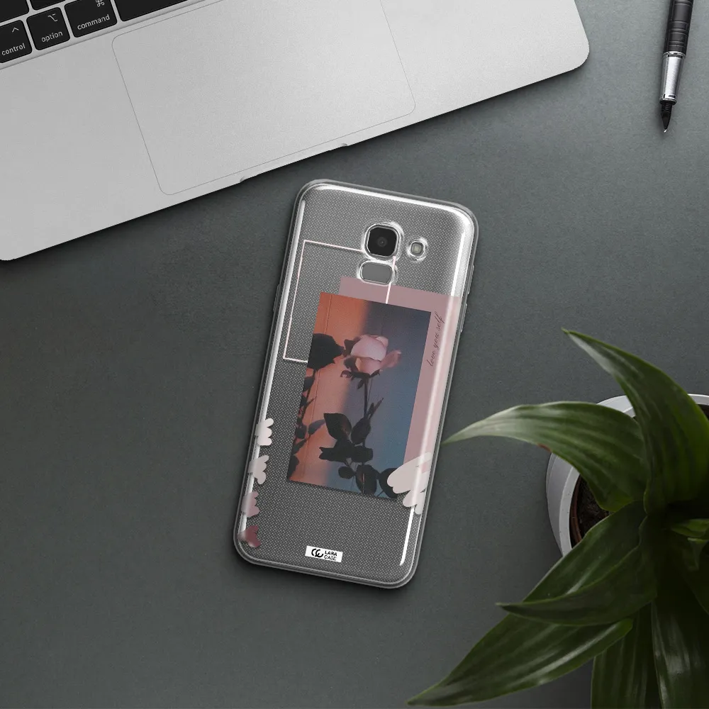 Pink Rose Samsung J6 Clear TPU Case