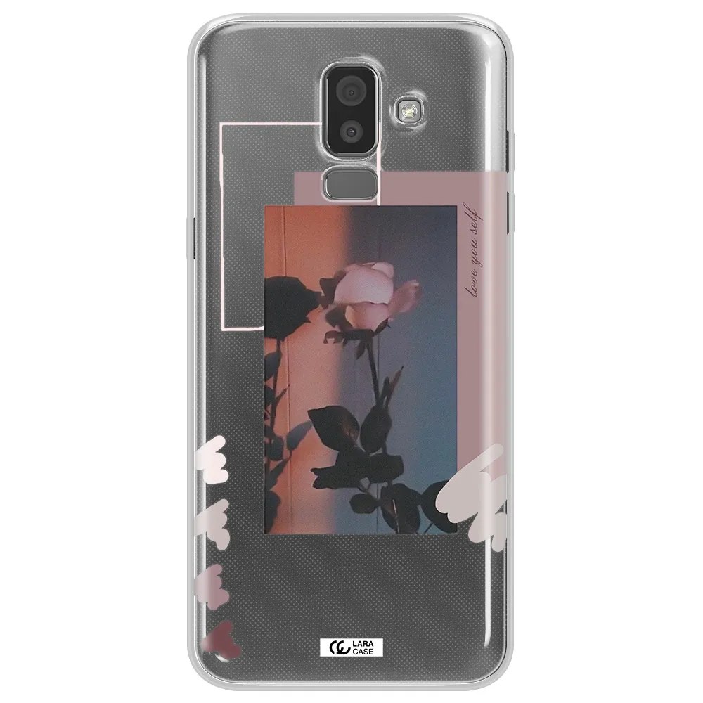 Pink Rose Samsung J8 Clear TPU Case