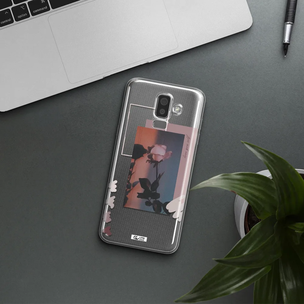 Pink Rose Samsung J8 Clear TPU Case