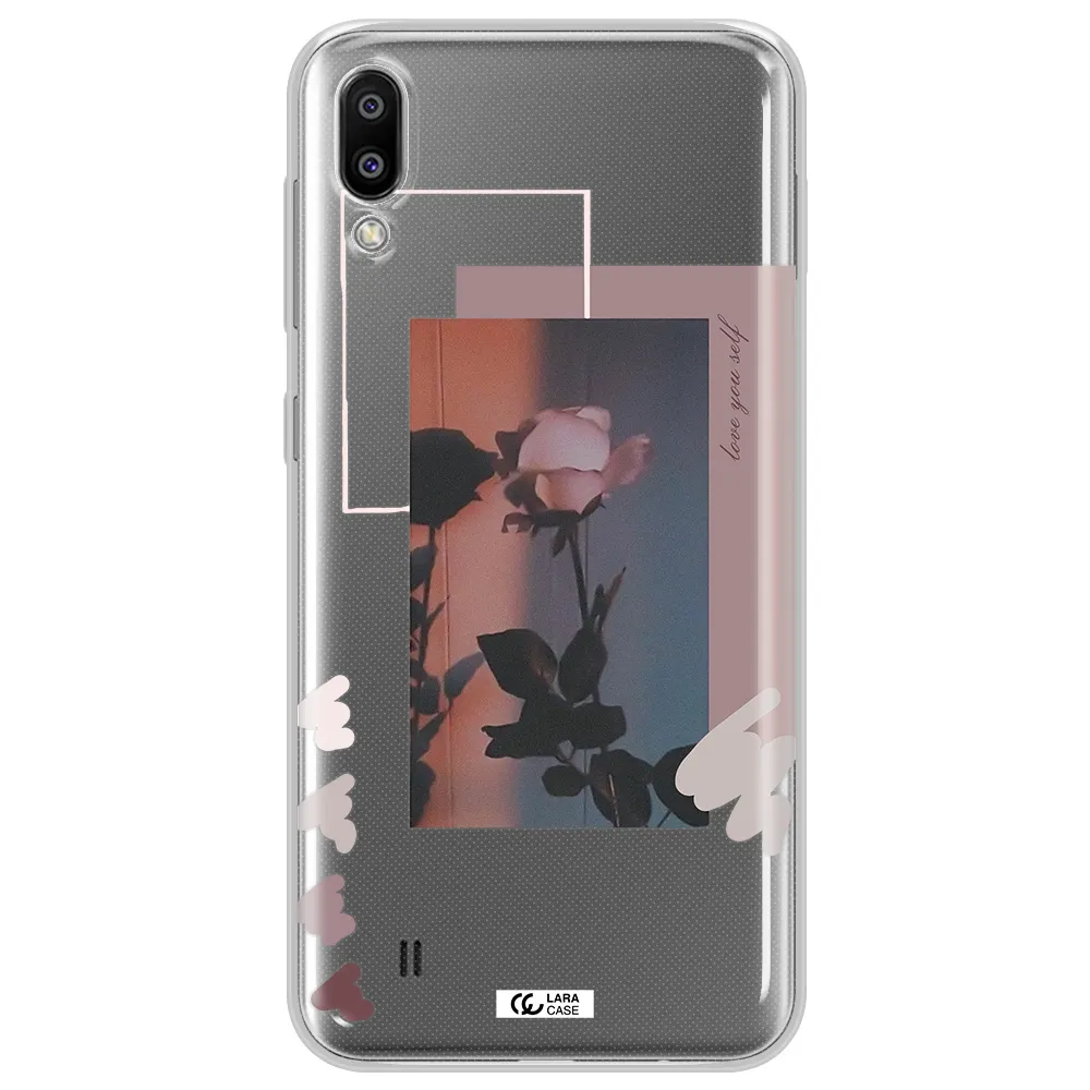 Pink Rose Samsung M10 Clear TPU Case