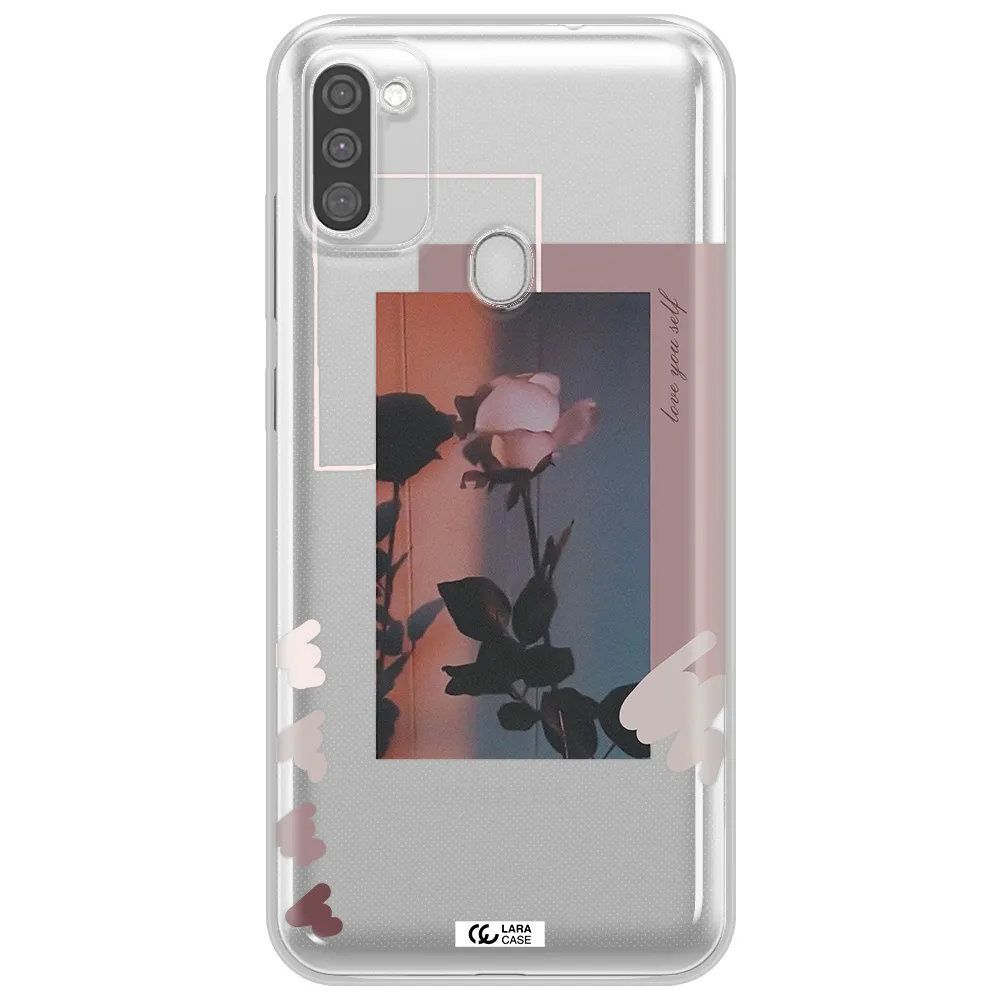 Pink Rose Samsung M11 Clear TPU Case