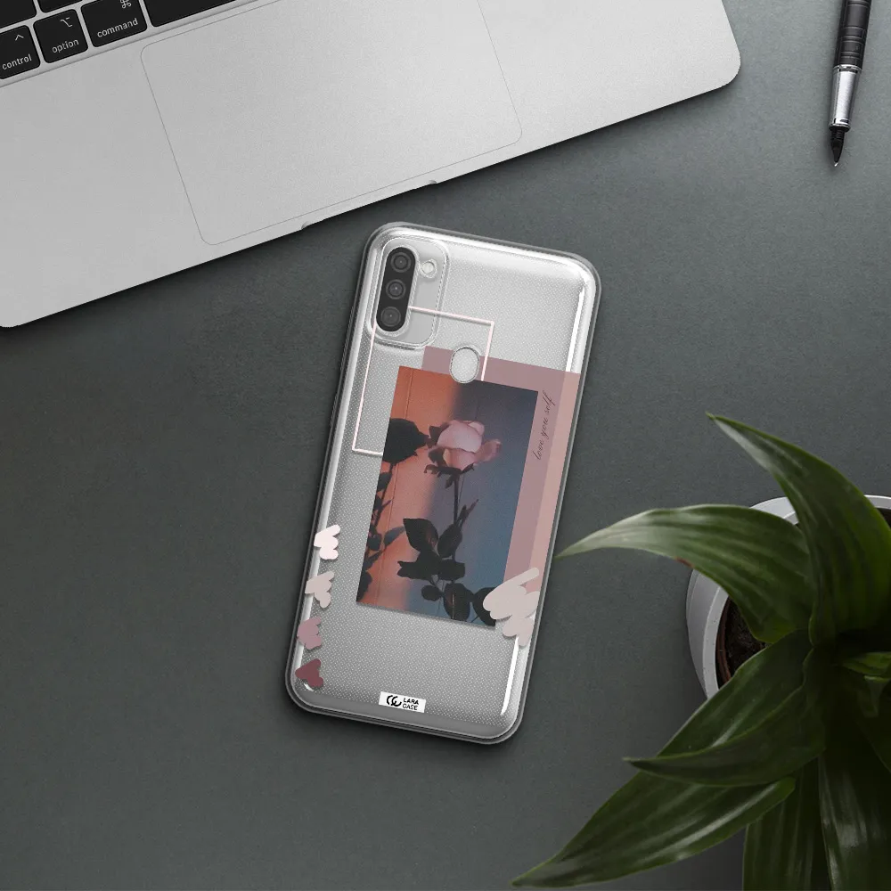 Pink Rose Samsung M11 Clear TPU Case