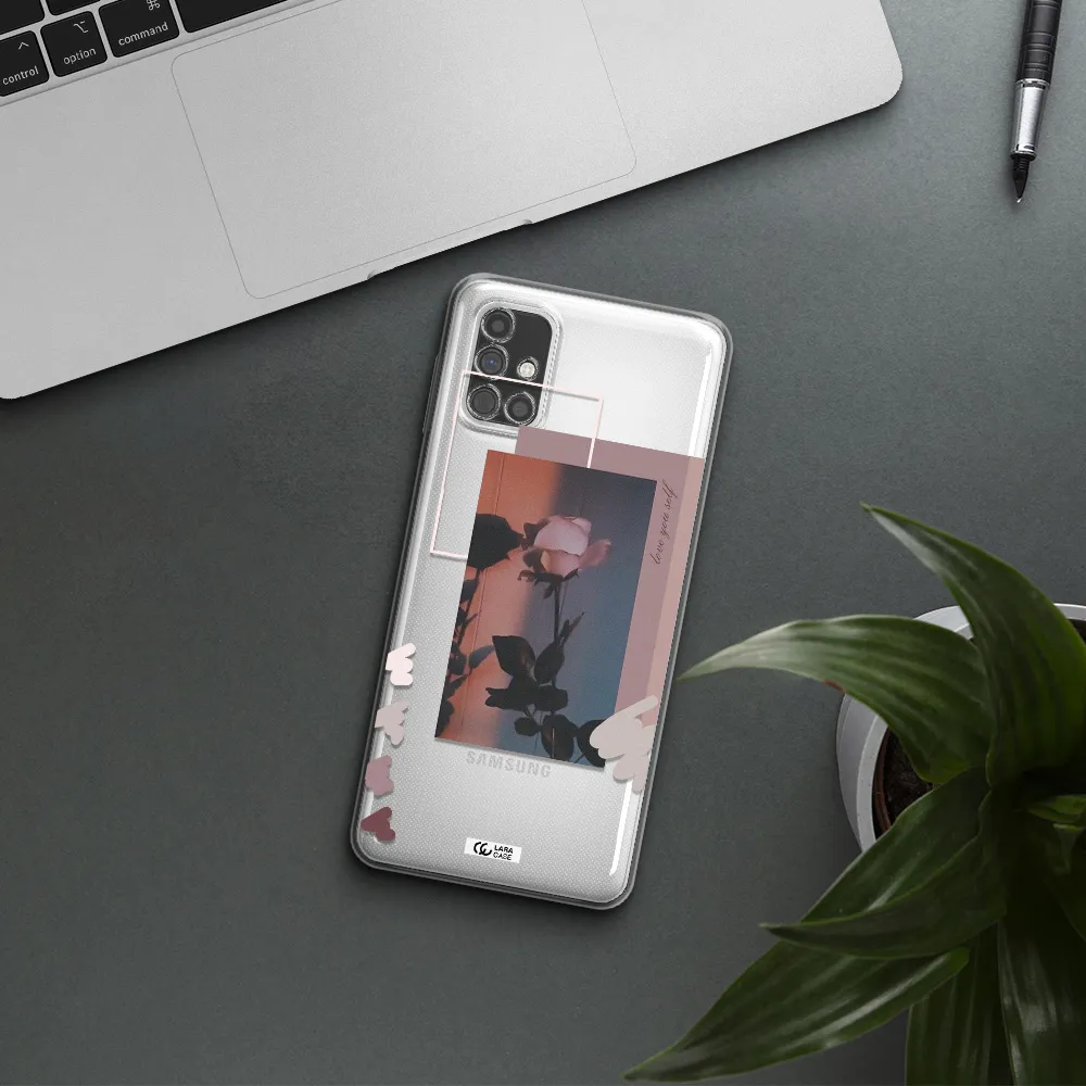 Pink Rose Samsung M51 Clear TPU Case