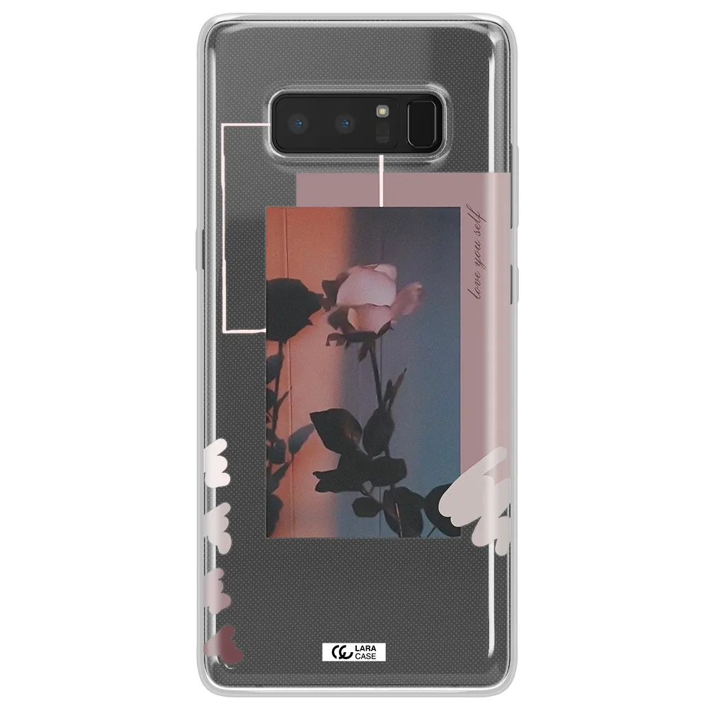 Pink Rose Samsung Note 8 Clear TPU Case