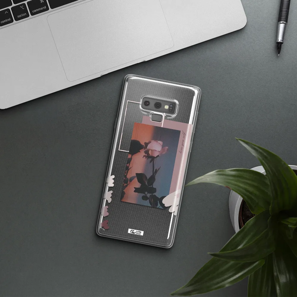 Pink Rose Samsung Note 9 Clear TPU Case