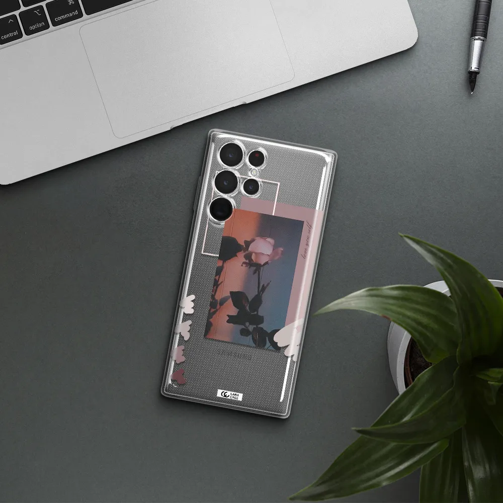 Pink Rose Samsung S 22 Ultra Clear TPU Case