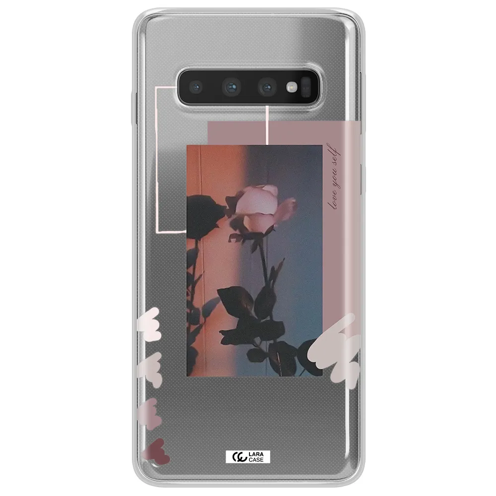 Pink Rose Samsung S10 Clear TPU Case