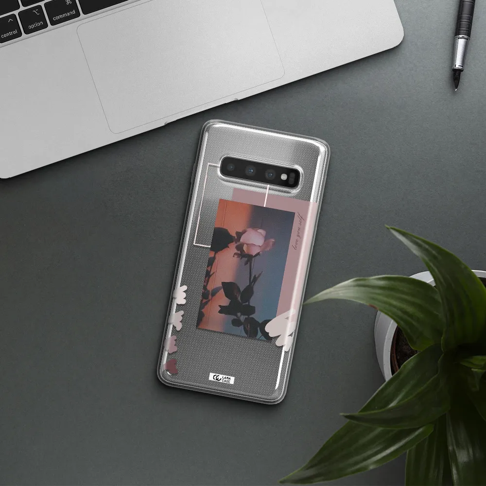 Pink Rose Samsung S10 Clear TPU Case