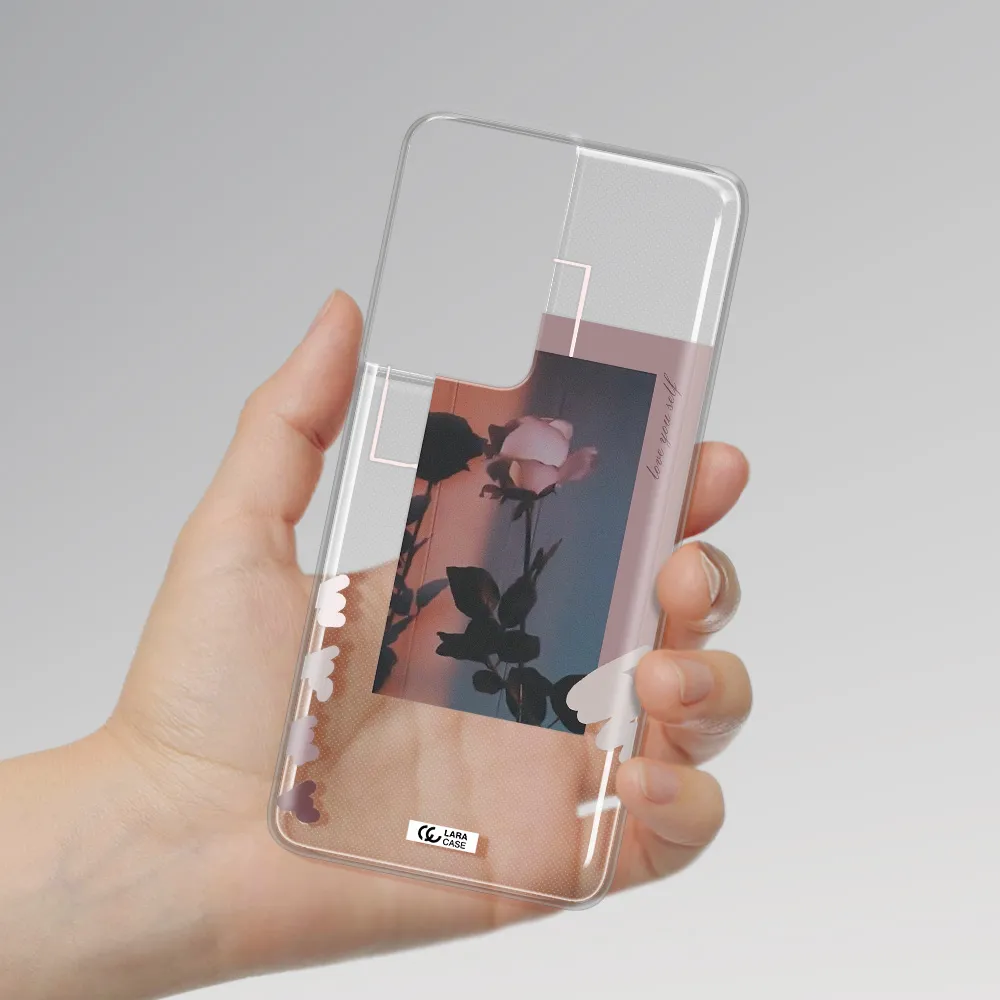 Pink Rose Samsung S21 Ultra Clear TPU Case