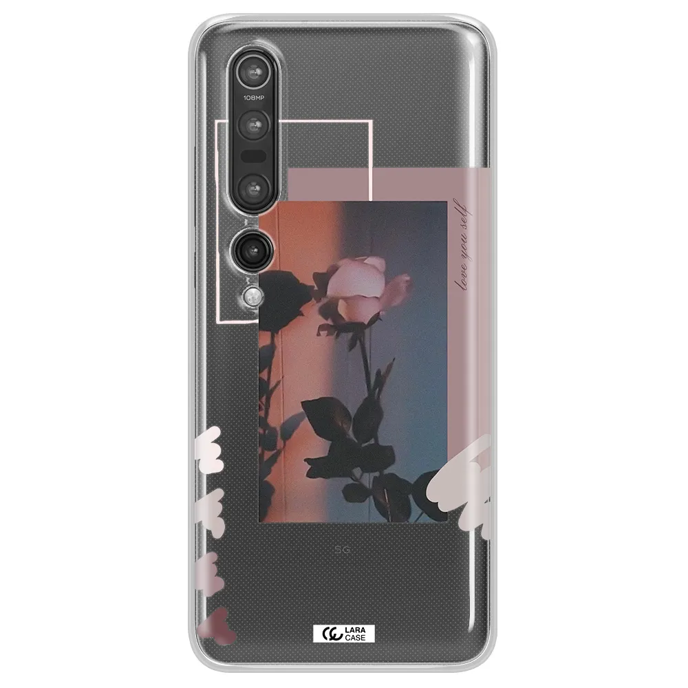Pink Rose Xiaomi Mi 10 Pro Clear TPU Case