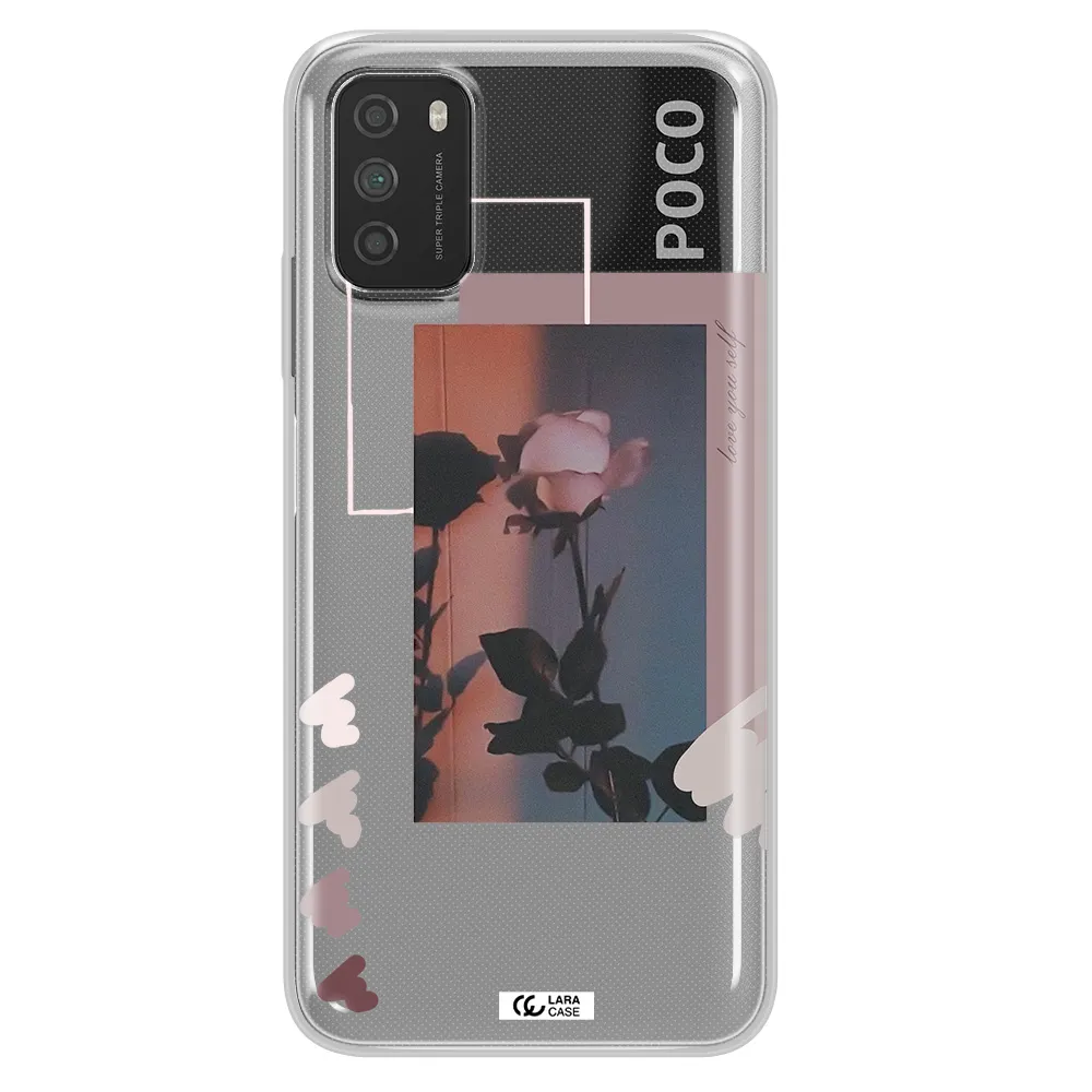 Pink Rose Xiaomi Poco M3 Clear TPU Case