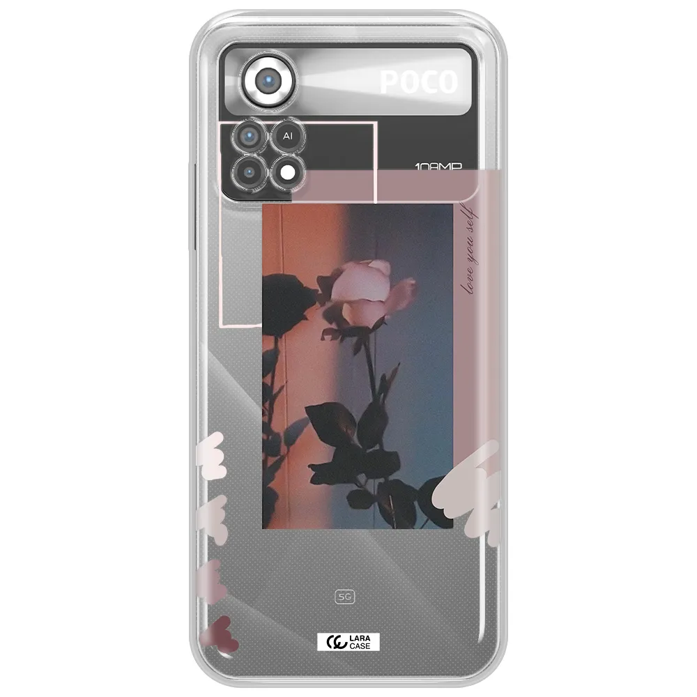 Pink Rose Xiaomi Poco X4 Pro Clear TPU Case