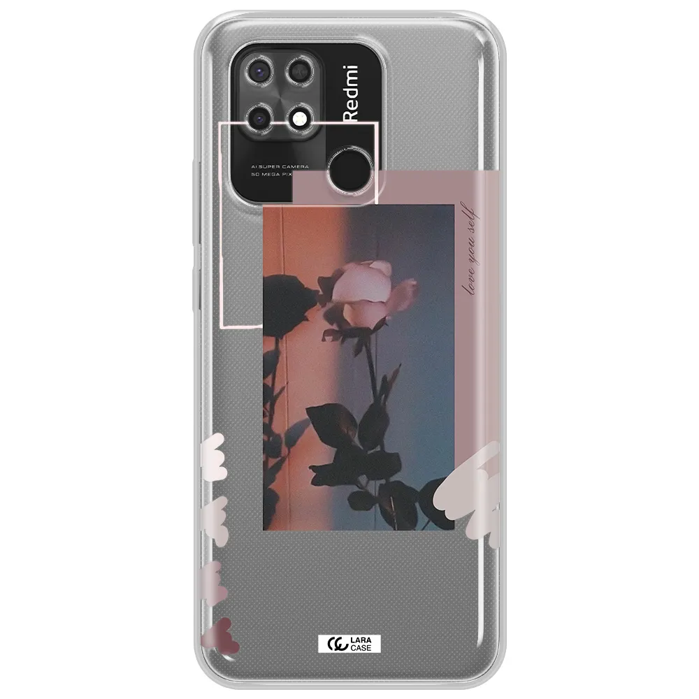 Pink Rose Xiaomi Redmi 10C Clear TPU Case