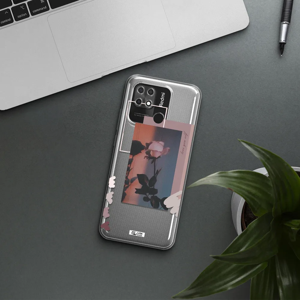 Pink Rose Xiaomi Redmi 10C Clear TPU Case