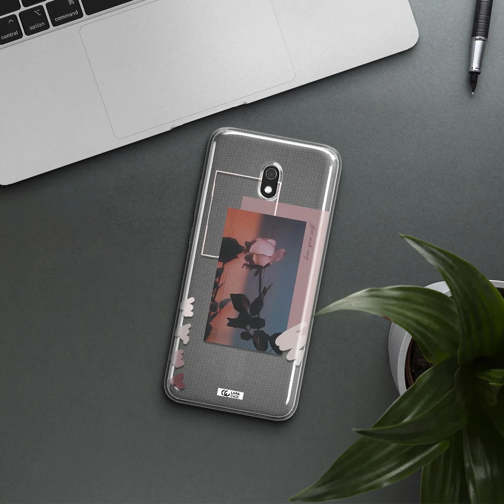 Pink Rose Xiaomi Redmi 8A Clear TPU Case
