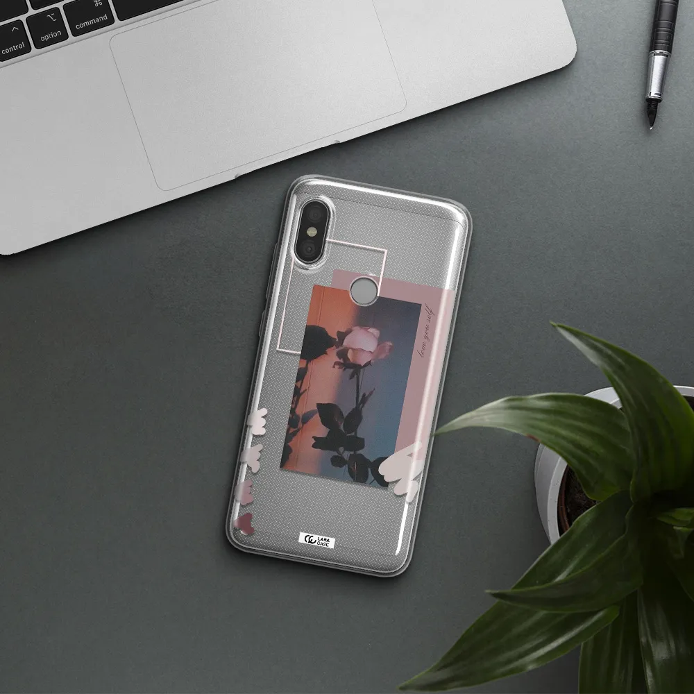 Pink Rose Xiaomi Redmi Note 6 Pro Clear TPU Case