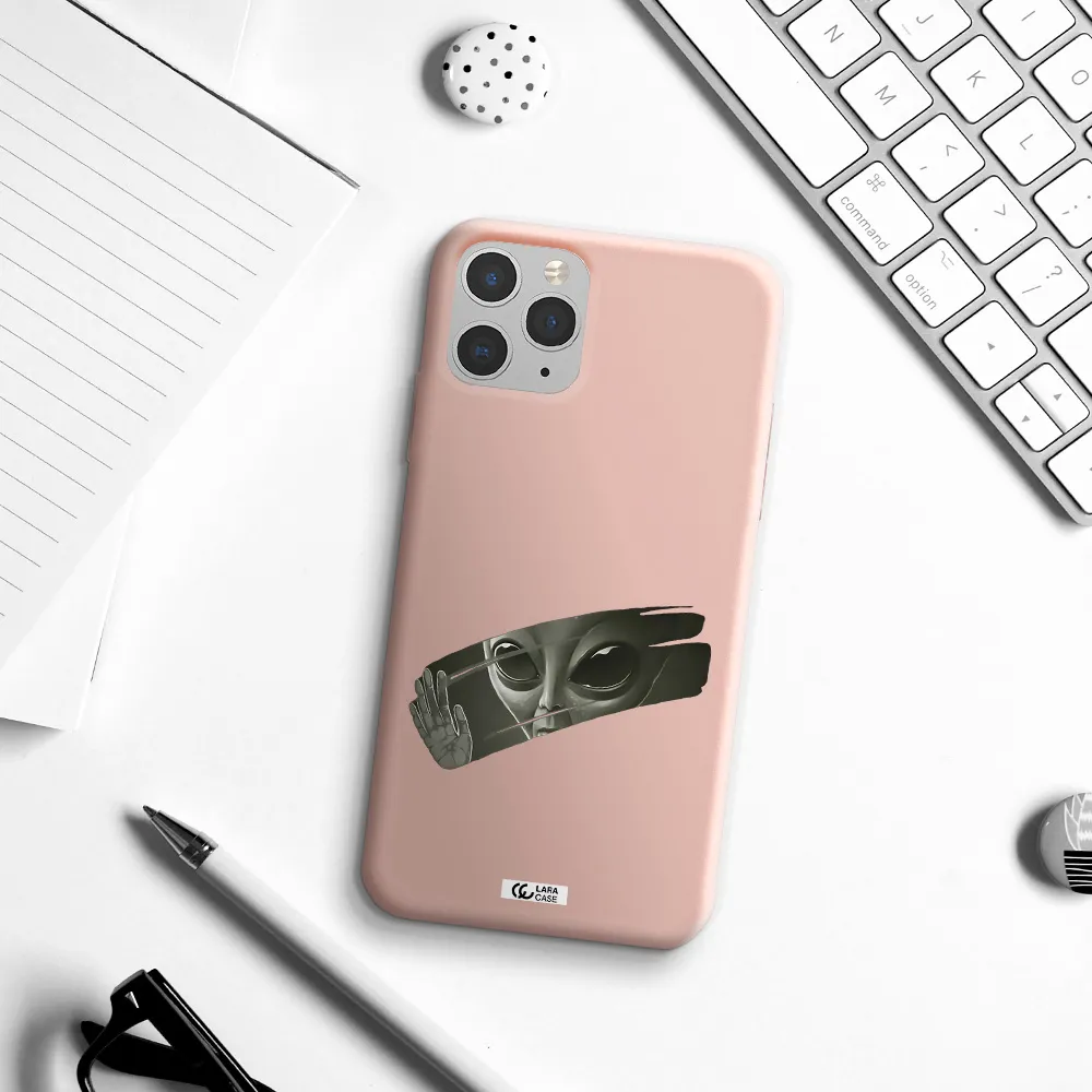 Alien Apple iPhone 11 pro max Silicone pastel pink Case