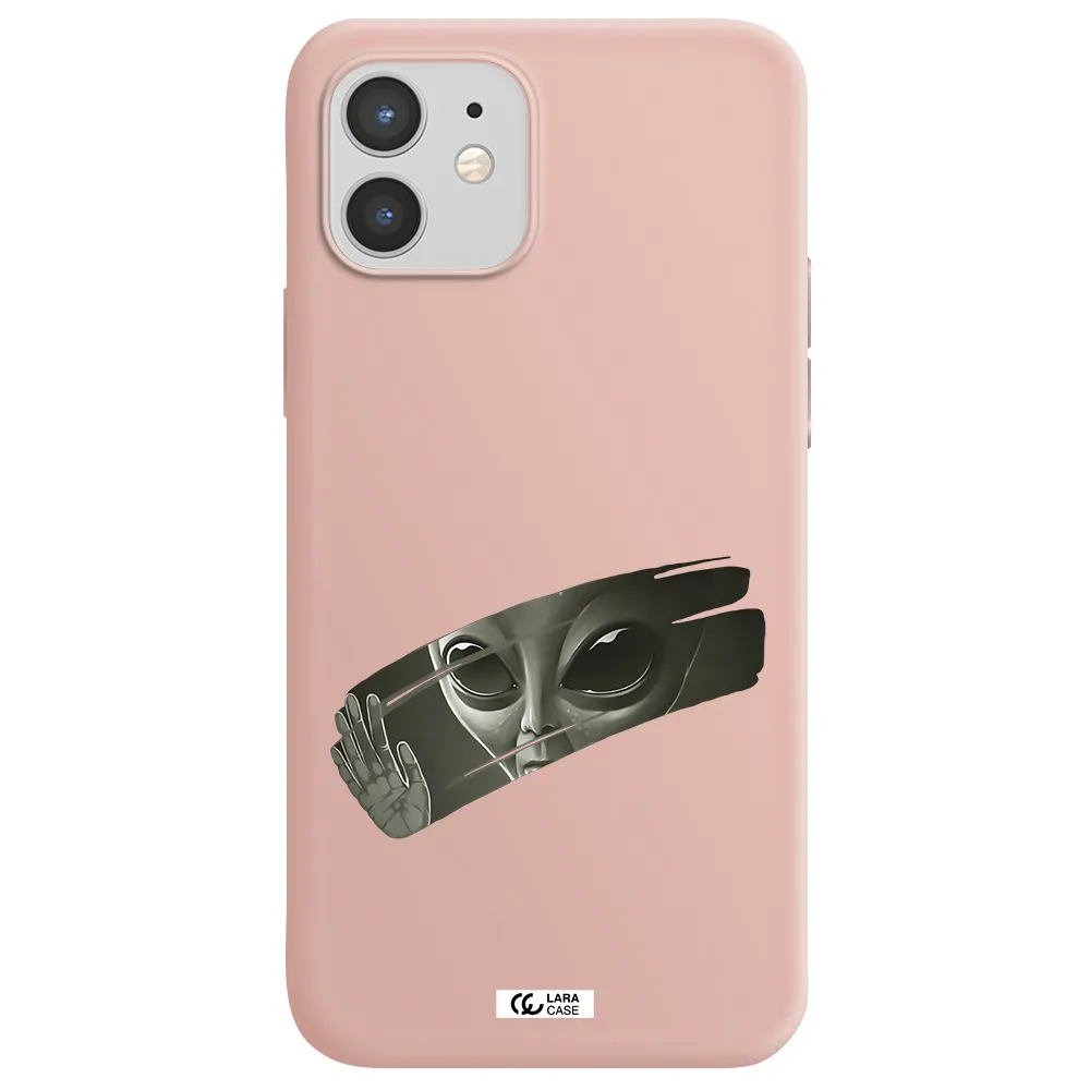 Alien Apple iPhone 12 Silicone pastel pink Case
