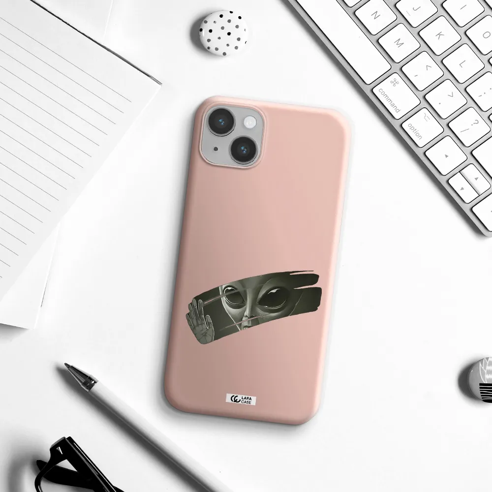 Alien Apple iPhone 14 plus Silicone pastel pink Case