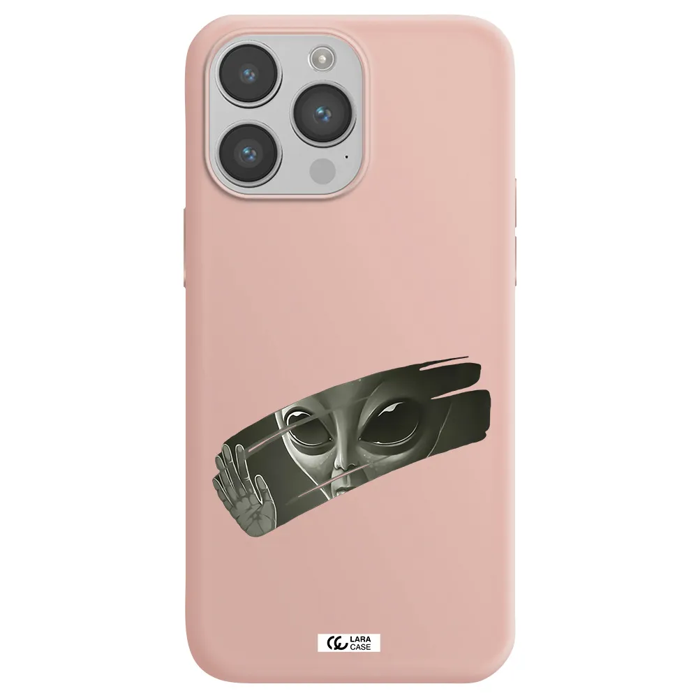 Alien Apple iPhone 14 pro max Silicone pastel pink Case