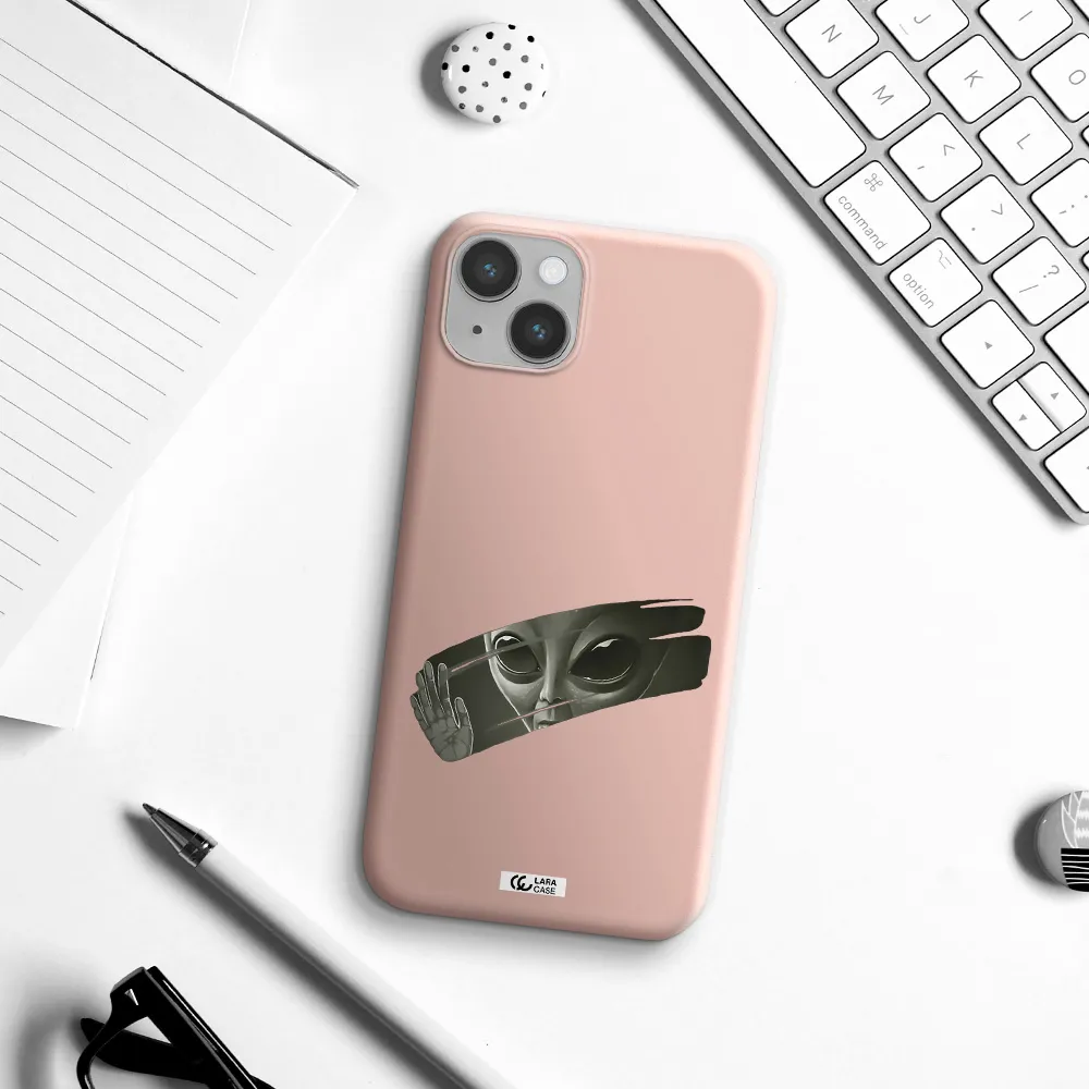 Alien Apple iPhone 14 Silicone pastel pink Case