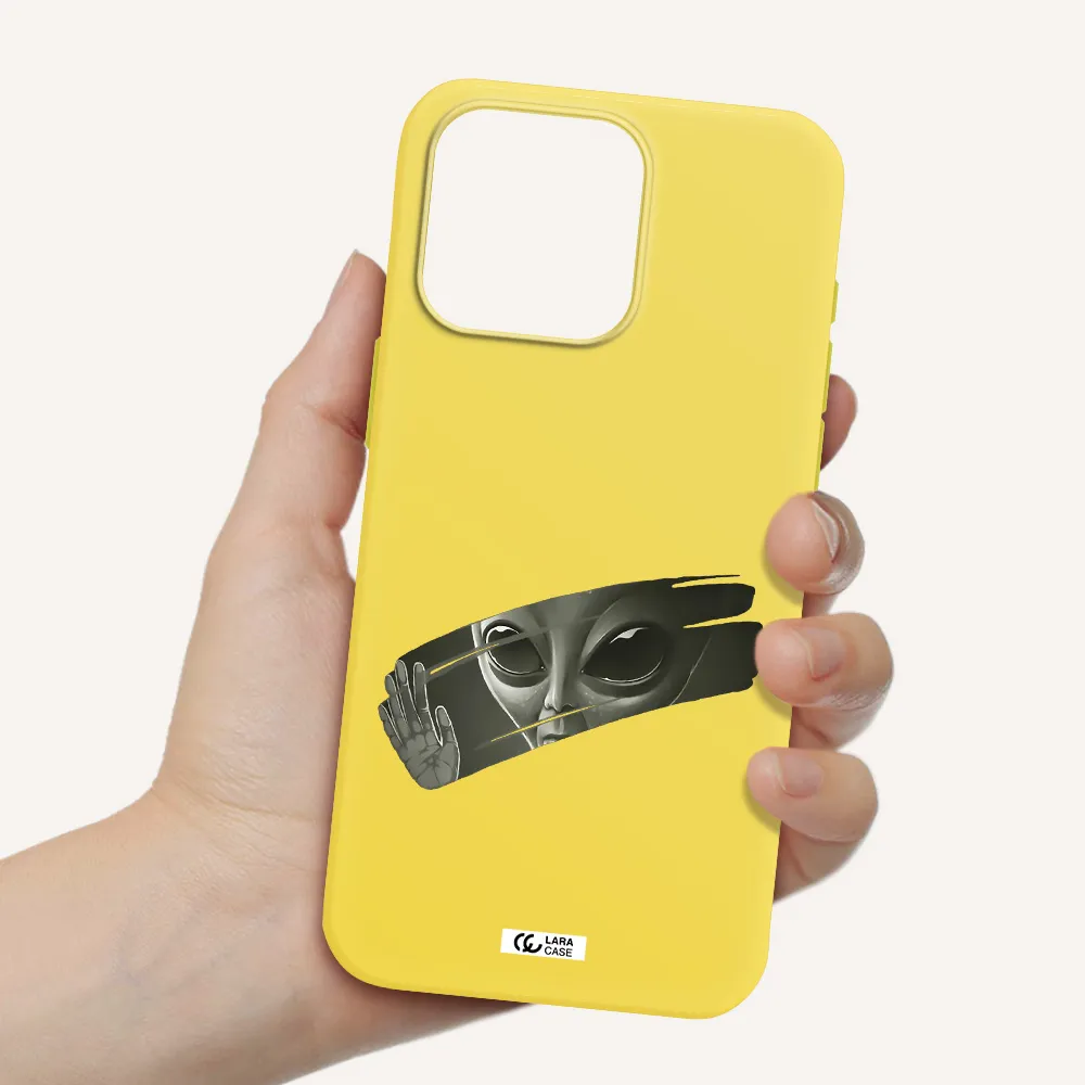Alien Apple Iphone 15 Pro max Silicone canary yellow Case