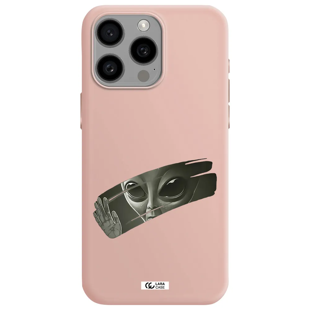 Alien Apple Iphone 15 Pro max Silicone pastel pink Case