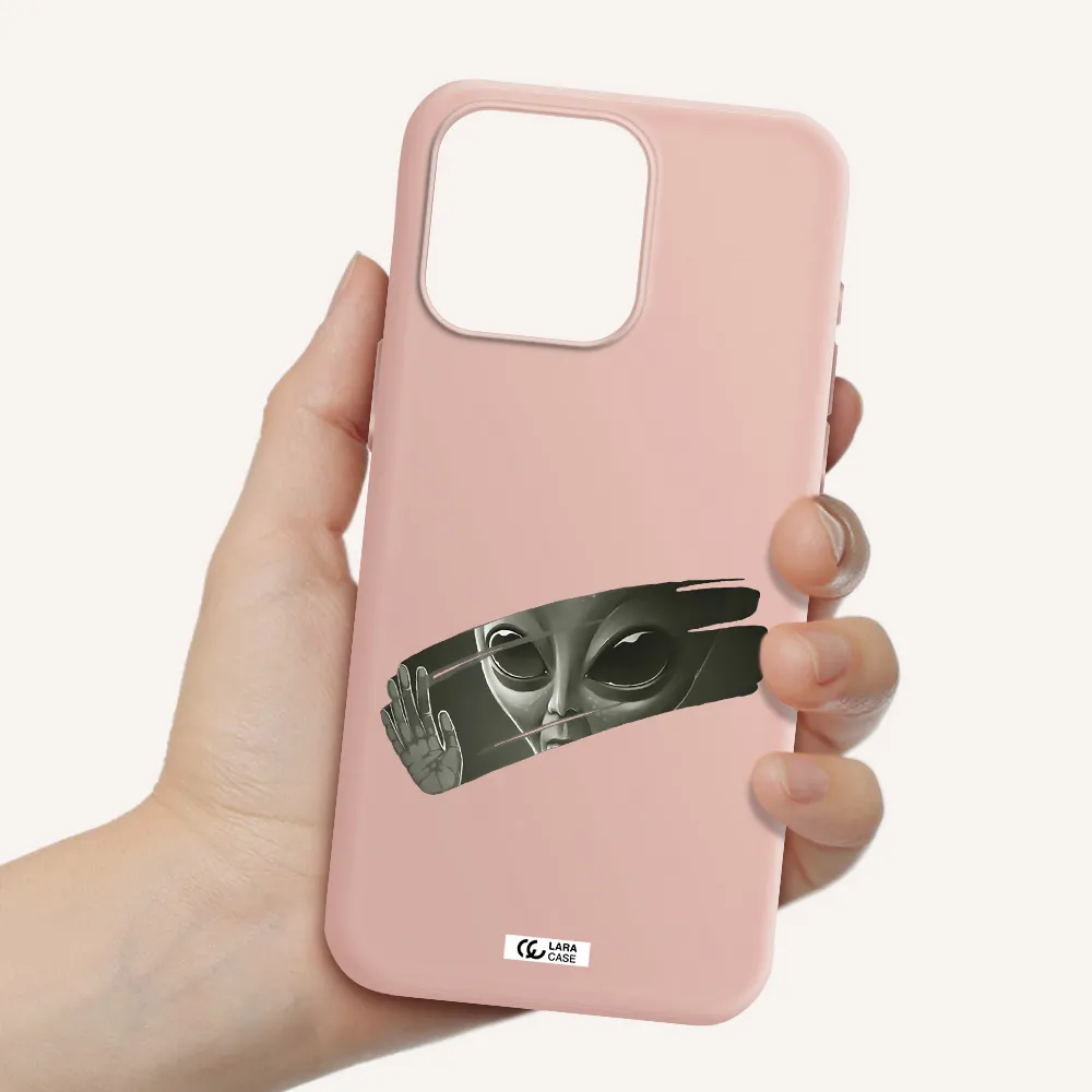 Alien Apple Iphone 15 Pro max Silicone pastel pink Case