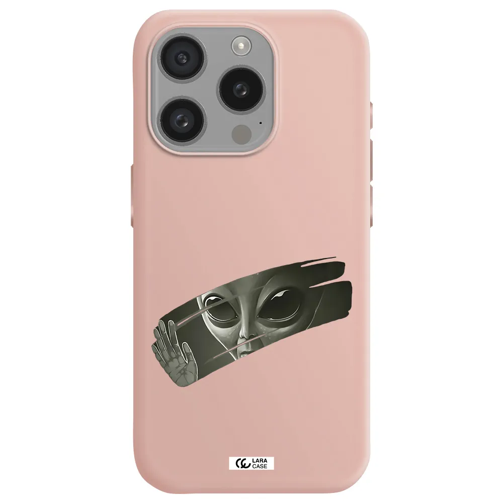 Alien Apple Iphone 15 Pro Silicone Pastel Pink Case