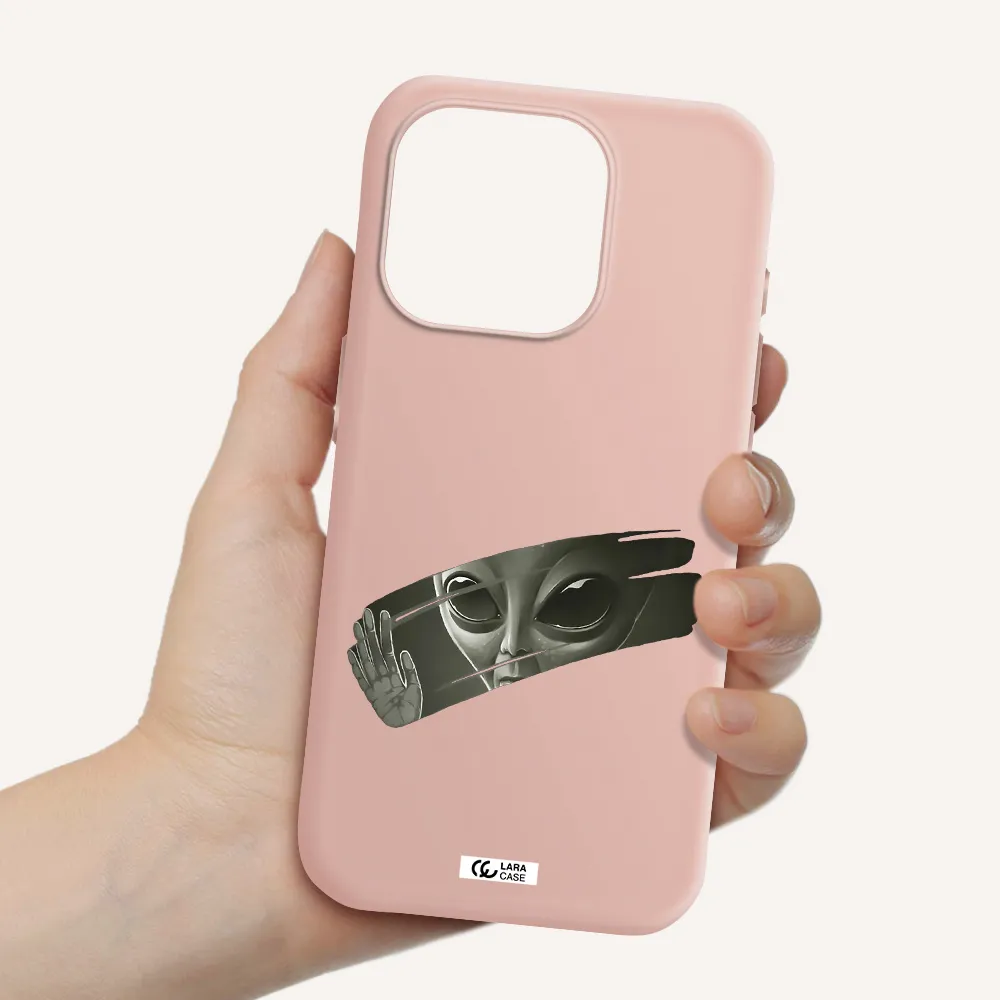 Alien Apple Iphone 15 Pro Silicone Pastel Pink Case