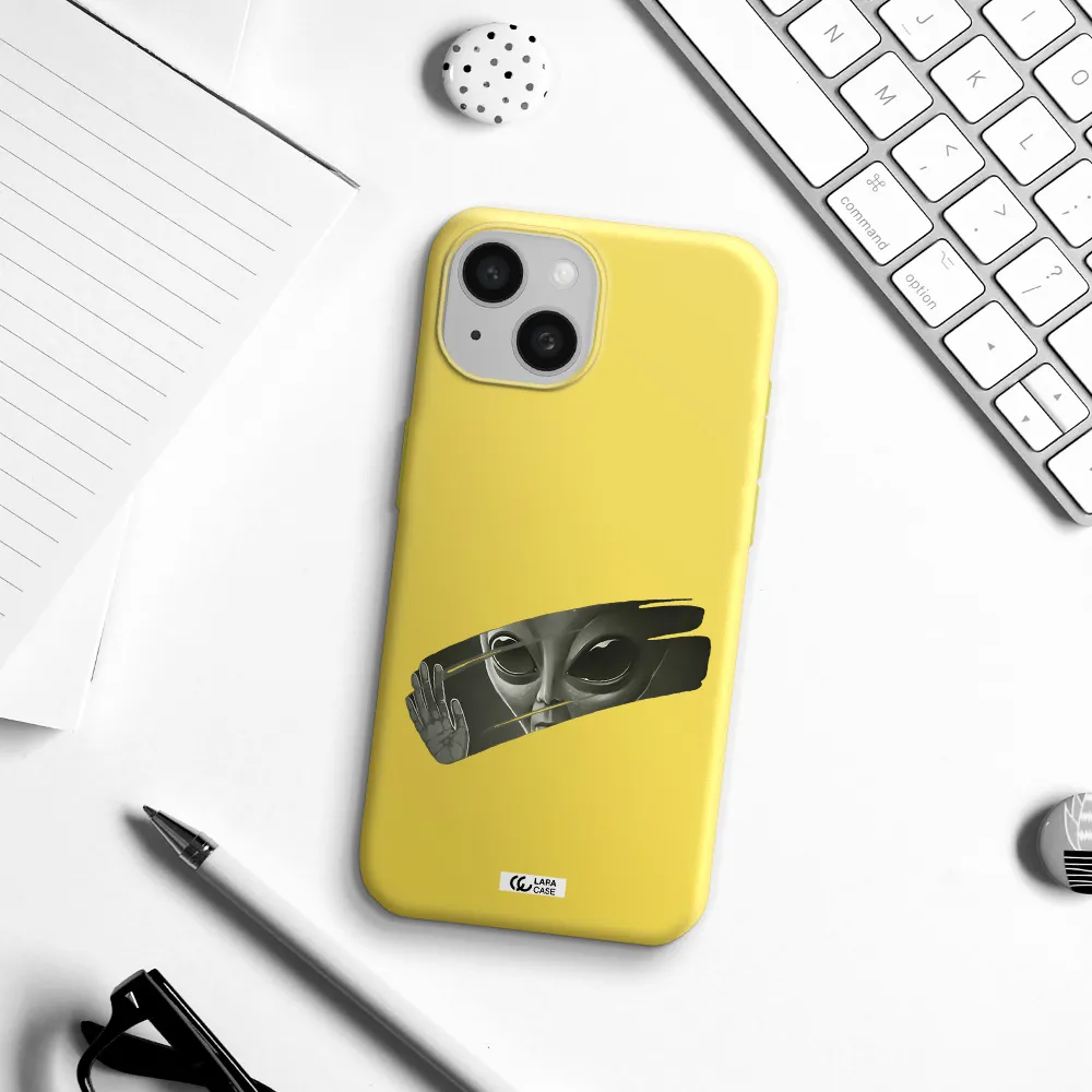 Alien Apple iPhone 15 Silicone canary yellow Case