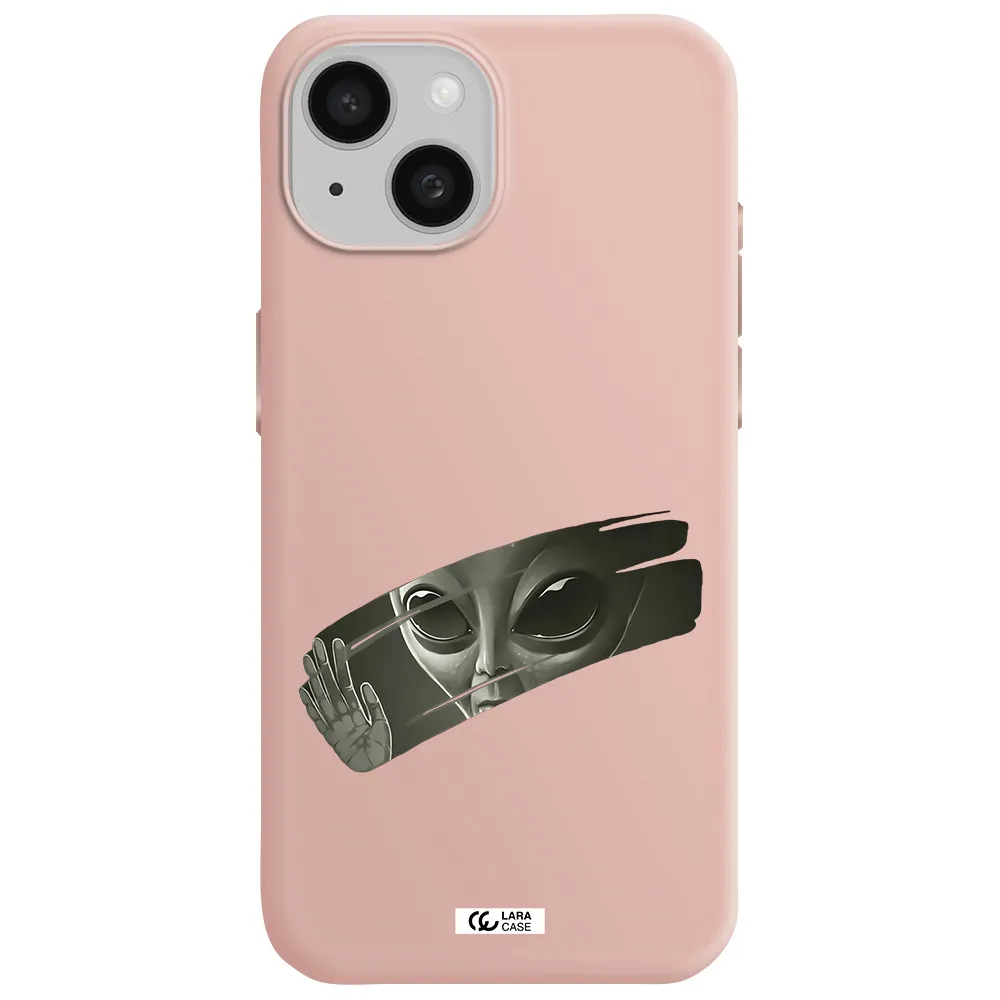 Alien Apple Iphone 15 Silicone Pastel Pink Case