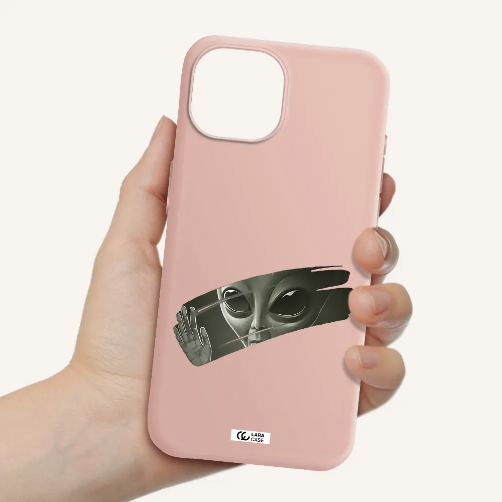 Alien Apple Iphone 15 Silicone Pastel Pink Case
