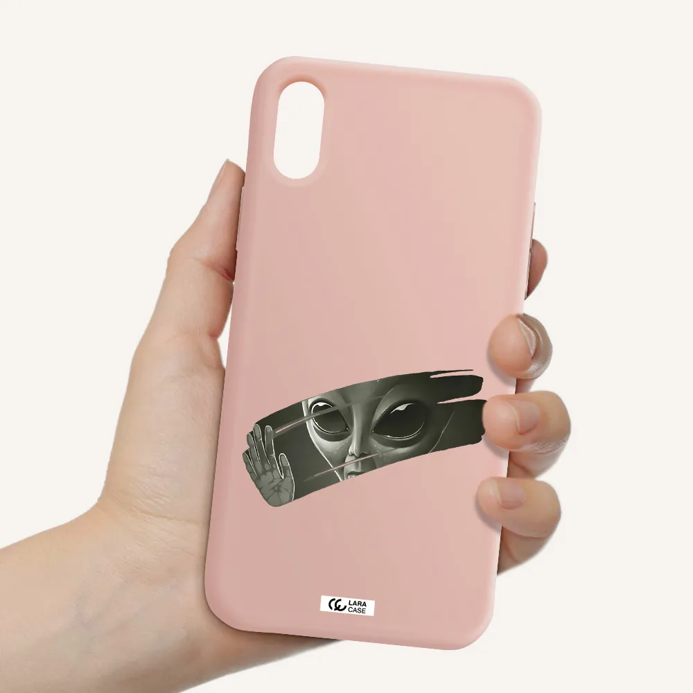 Alien Apple iPhone X Silicone pastel pink Case