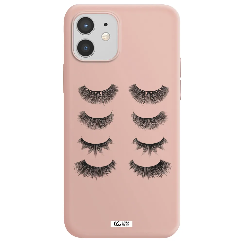 Eyelids Apple iPhone 12 mini Silicone pastel pink Case