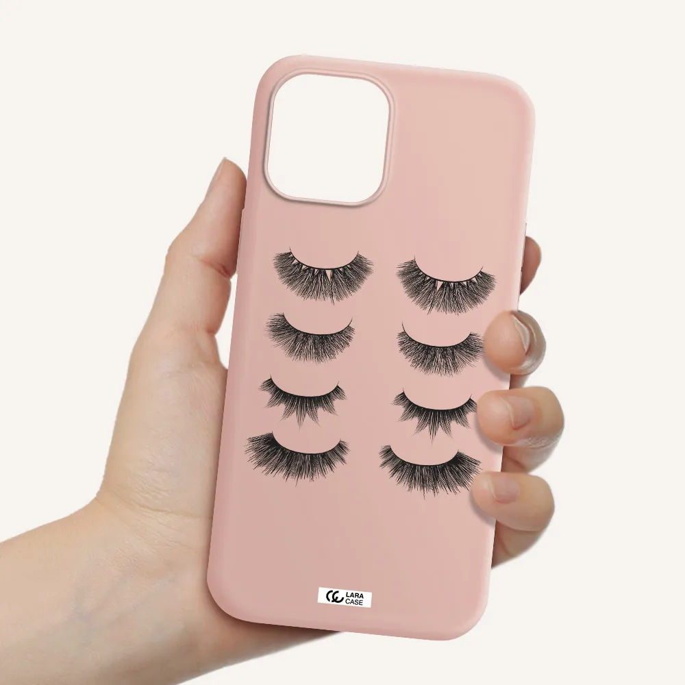 Eyelids Apple iPhone 12 pro max Silicone pastel pink Case