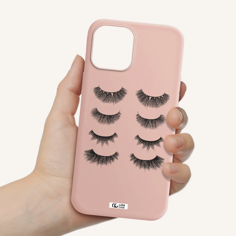 Eyelids Apple iPhone 12 pro Silicone pastel pink Case