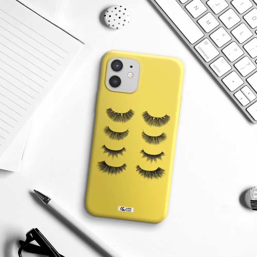 Eyelids Apple iPhone 12 Silicone canary yellow Case