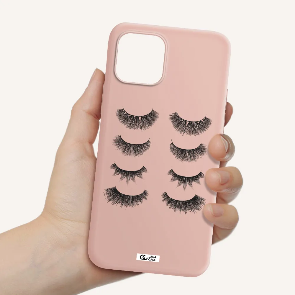 Eyelids Apple iPhone 12 Silicone pastel pink Case