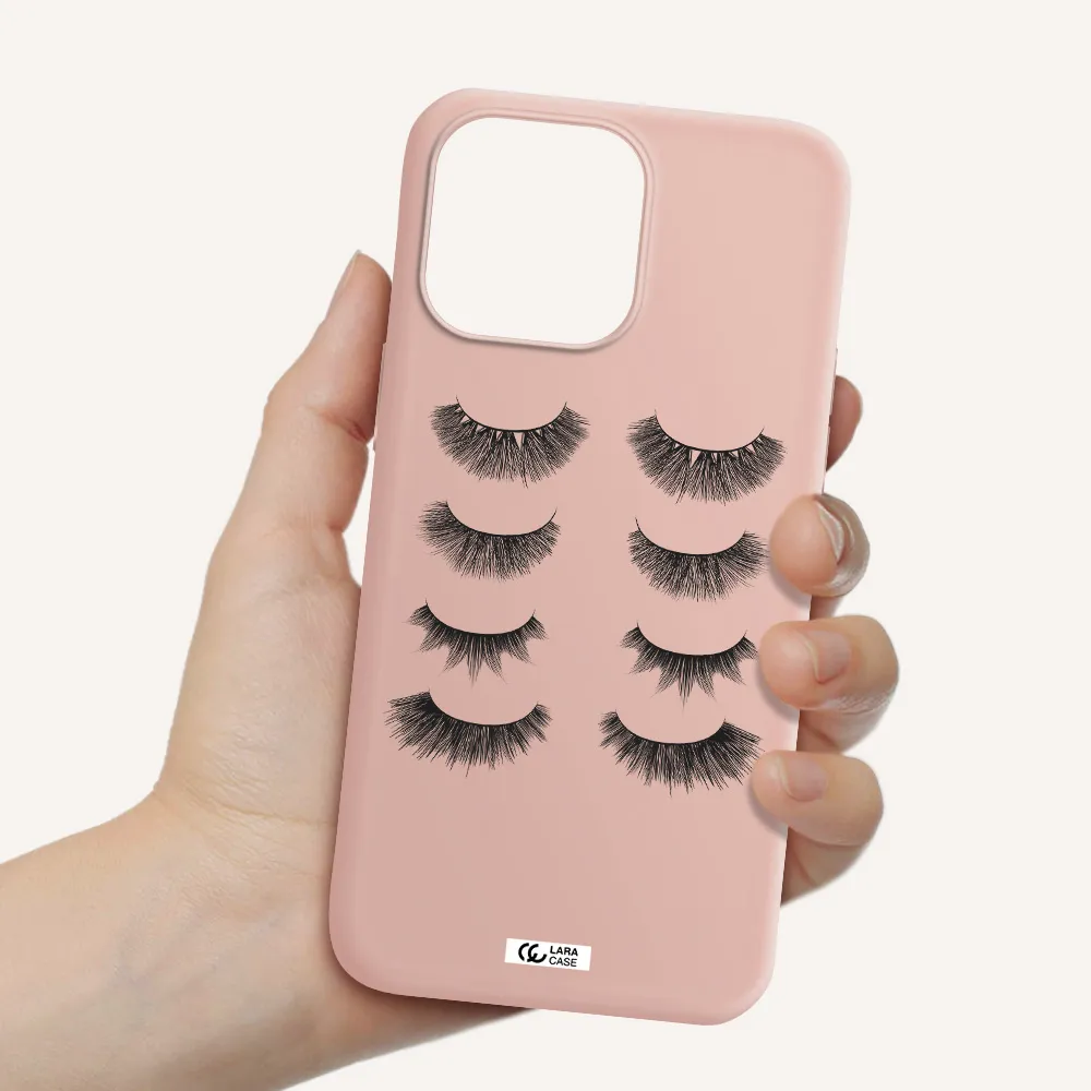 Eyelids Apple iPhone 14 pro max Silicone pastel pink Case