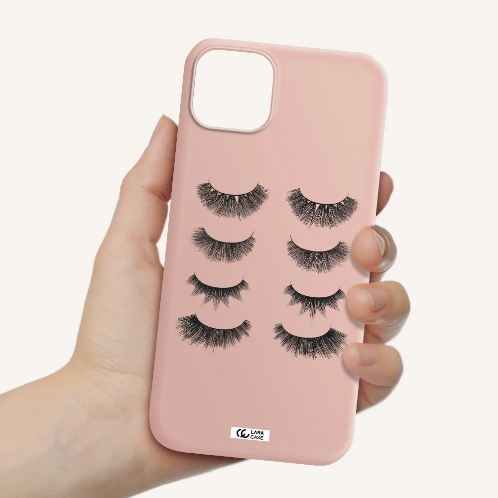 Eyelids Apple iPhone 14 Silicone pastel pink Case